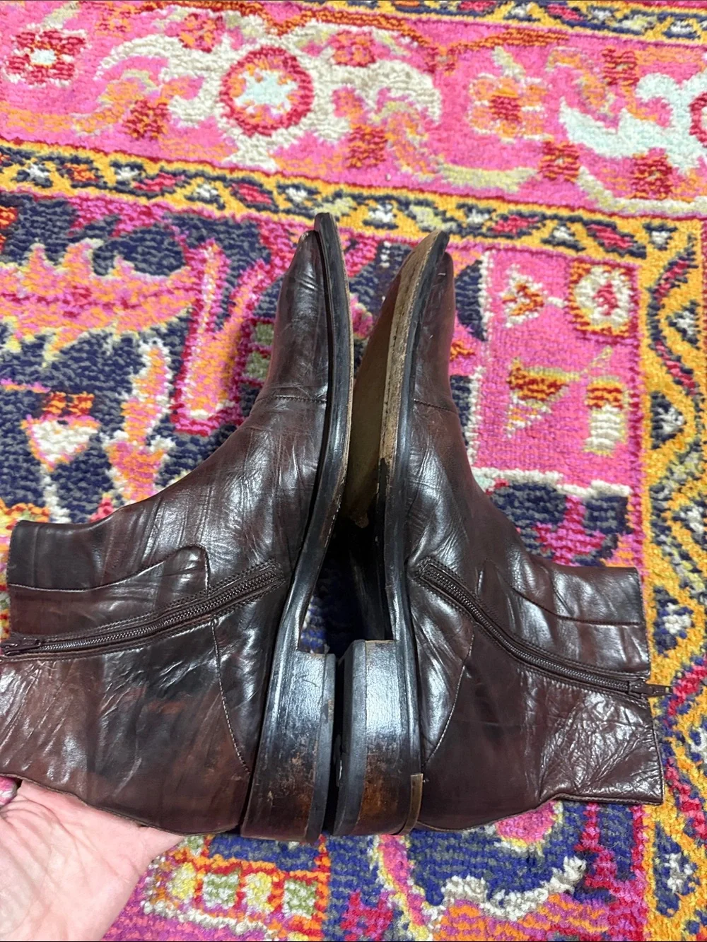 Jo GHOST Textured Leather Side Zipper Boots size 42